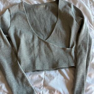 Gray Ribbed Women's crop top